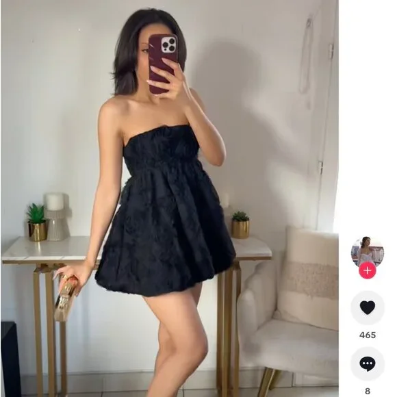 ZARA Black Floral Mini Dress S | Blogger Fav | Coquette Balletcore Party Glam - Picture 1 of 6